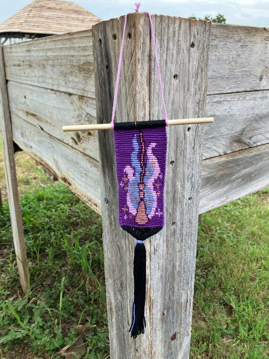 Witches broomstick - macramé wall hanging