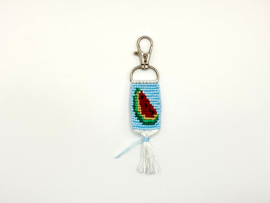 Watermelon - macramé keychain - blue