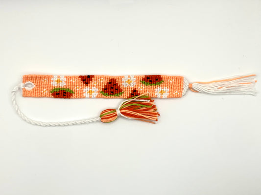 Watermelon and daisy - macramé bookmark - orange