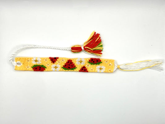 Watermelon and daisy - macramé bookmark - yellow
