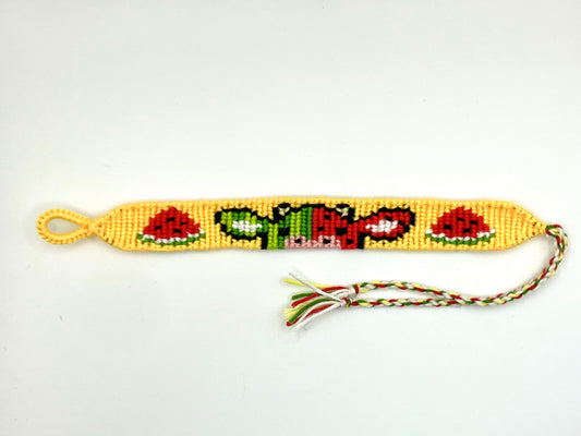 Watermelon cow- macramé bracelet - yellow