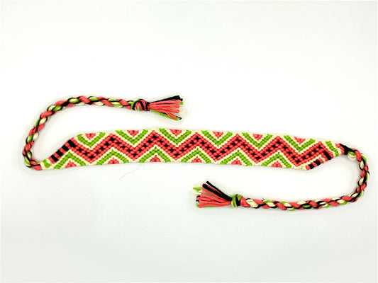Zigzag watermelon - macramé bracelet - pink