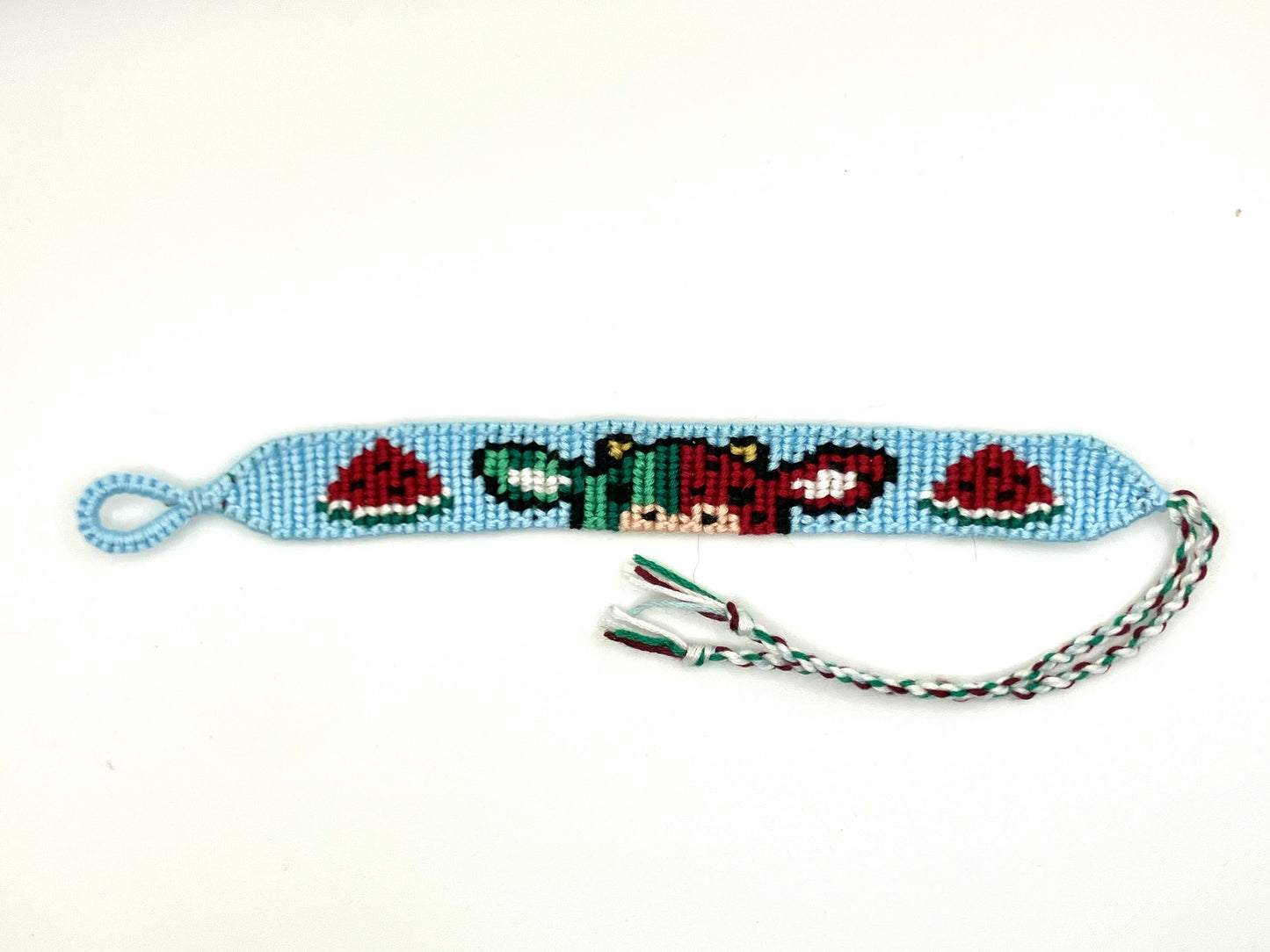 Watermelon cow- macramé bracelet - blue