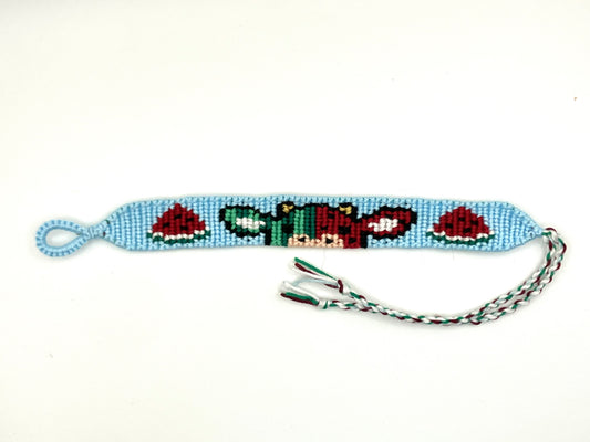 Watermelon cow- macramé bracelet - blue